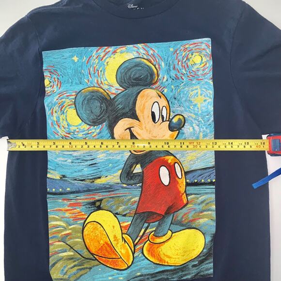 Disney Mickey Mouse Van Gogh Starry Night Navy Blue T-Shirt - Picture 8 of 10